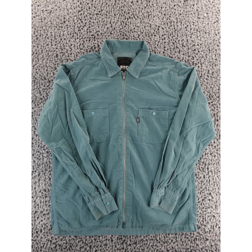 FTC Original Garments Corduroy Zip Up Shirt Jacket Teal Mens Medium